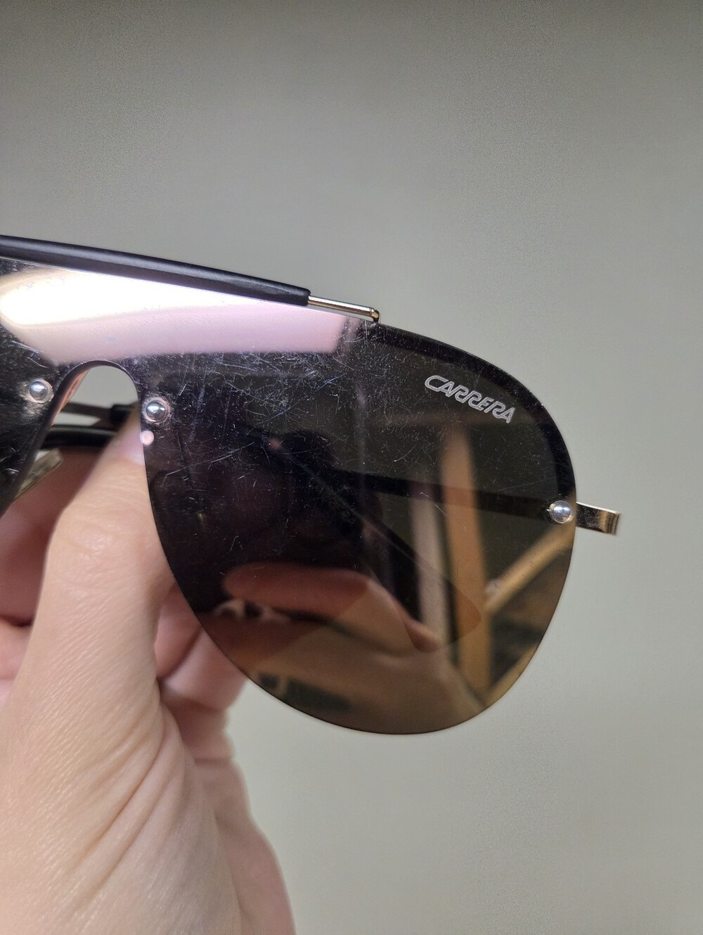 ​Carrera MB 721 Shield Sunglasses - Gold Frame, Gradient Lens (Missing One Screw - Picture 3 of 10